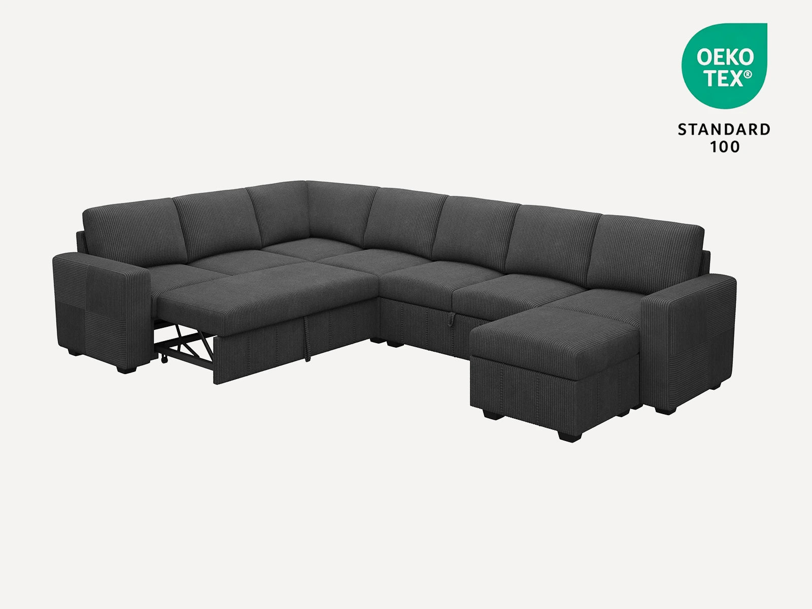 8-Piece Oversized U-Shaped Corduroy Pull-Out Sleeper
#Color_Corduroy Grey