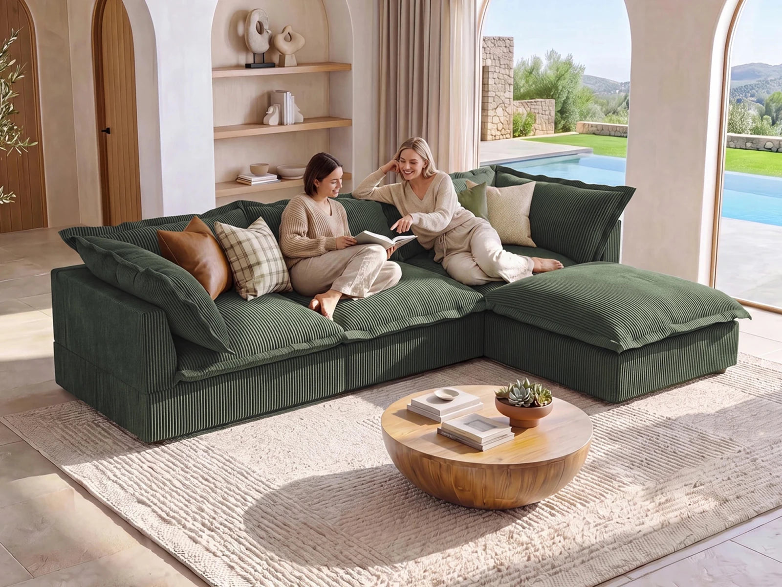 Vora 4-piece Cloud Modular Sectional Sofa
#Color_ Green