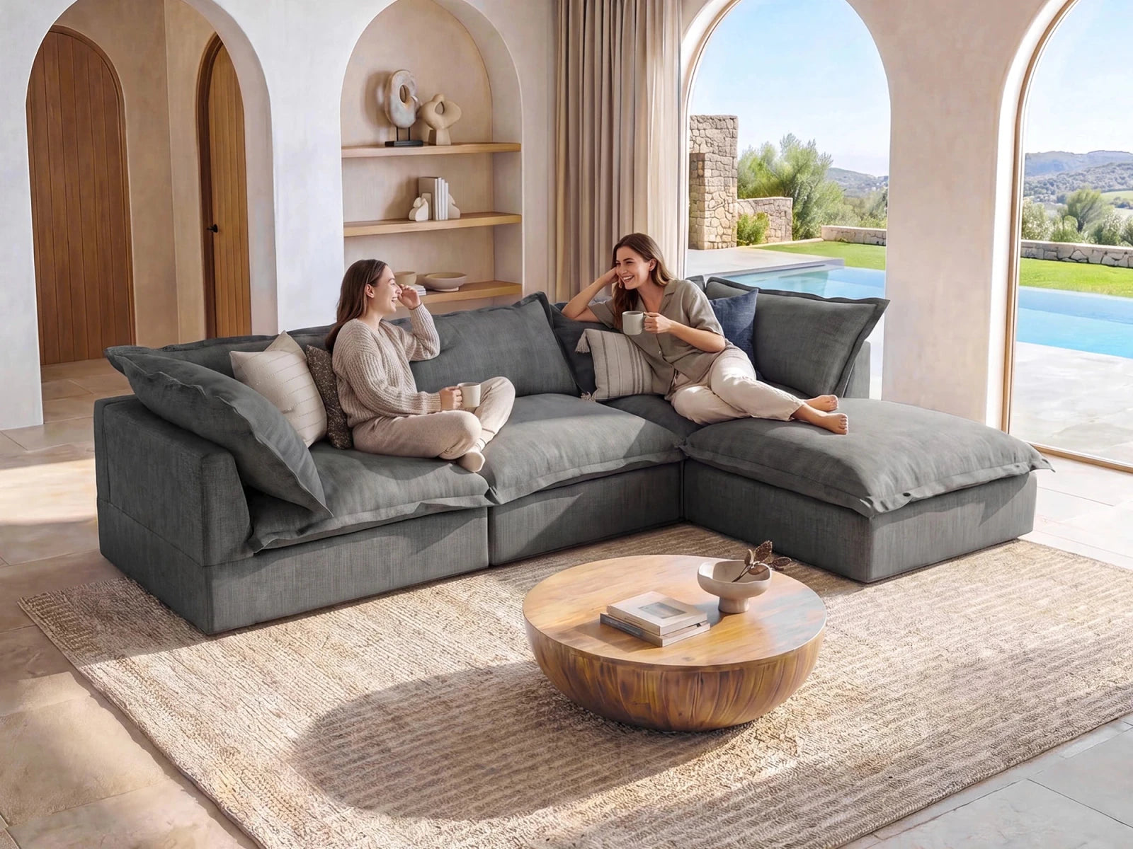 Vora 4-piece Cloud Modular Sectional Sofa
#Color_ Gray
