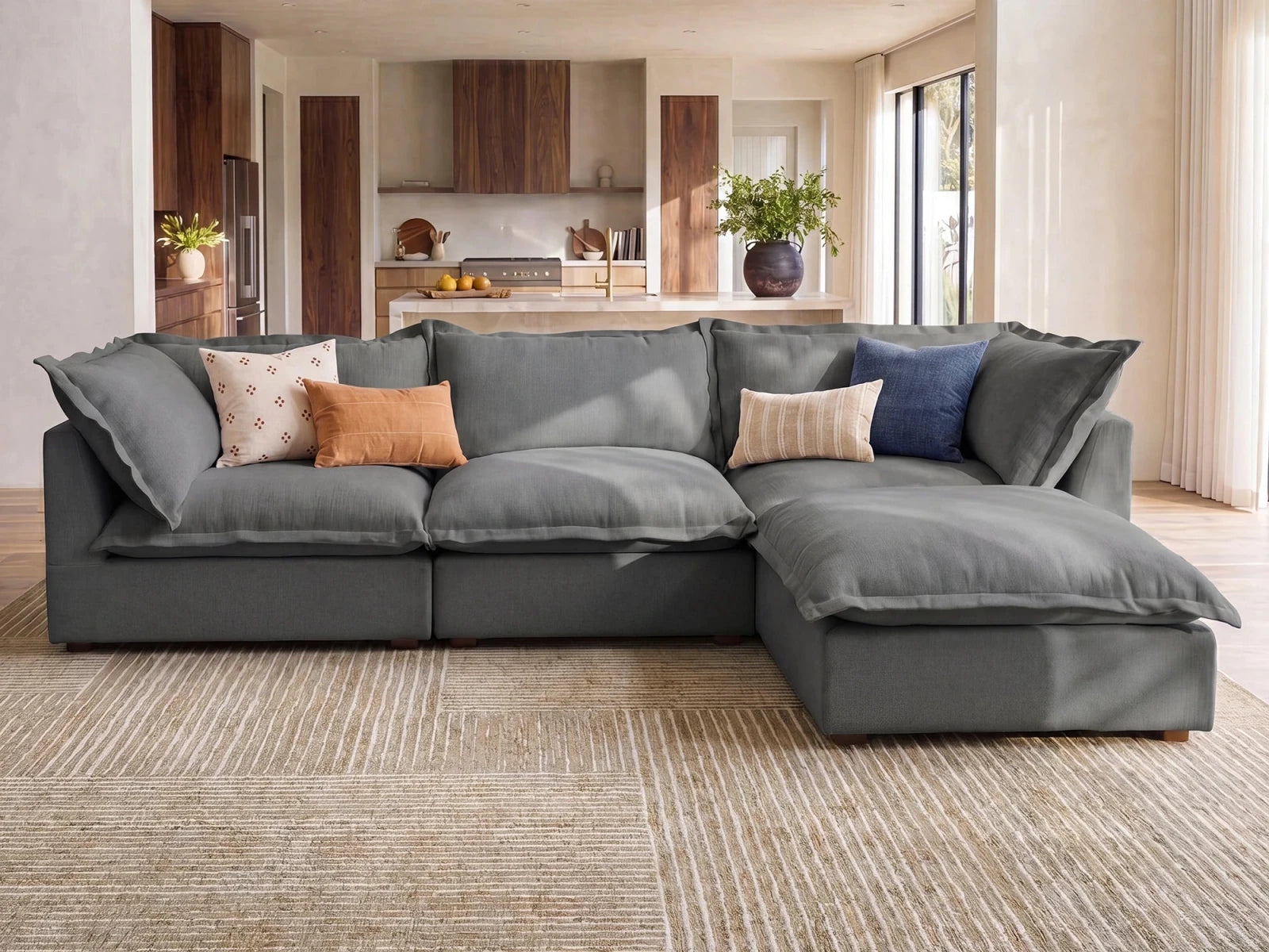 Vora 4-piece Cloud Modular Sectional Sofa
#Color_ Gray