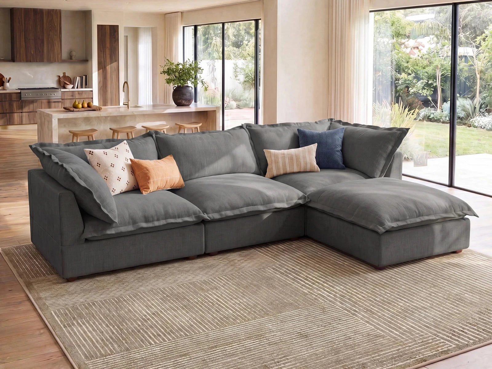 Vora 4-piece Cloud Modular Sectional Sofa
#Color_ Gray