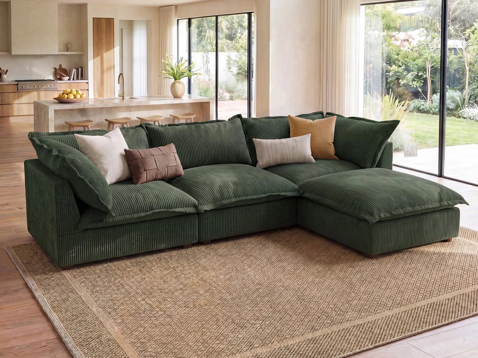 Vora 4-piece Cloud Modular Sectional Sofa
#Color_ Green