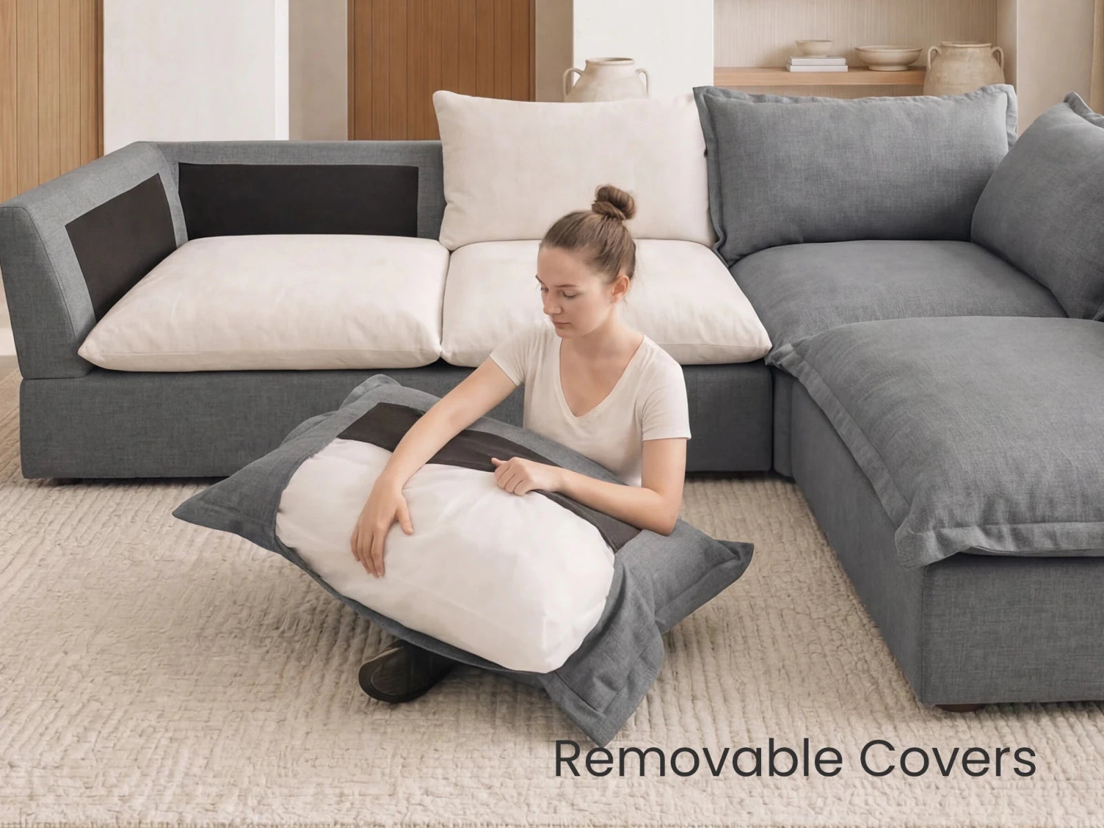 Vora 4-piece Cloud Modular Sectional Sofa
#Color_ Gray