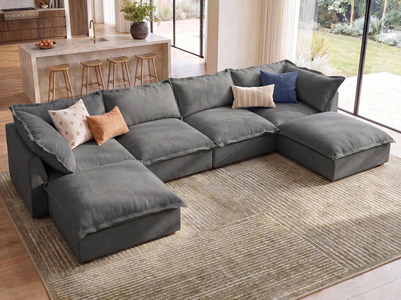 Vora 6-piece Cloud Modular Sectional Sofa
#Color_ Gray