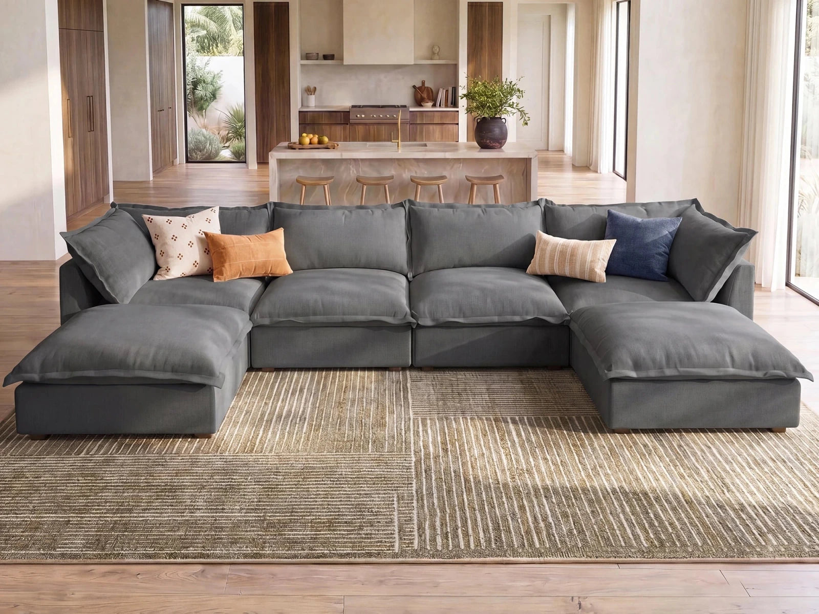 Vora 6-piece Cloud Modular Sectional Sofa
#Color_ Gray