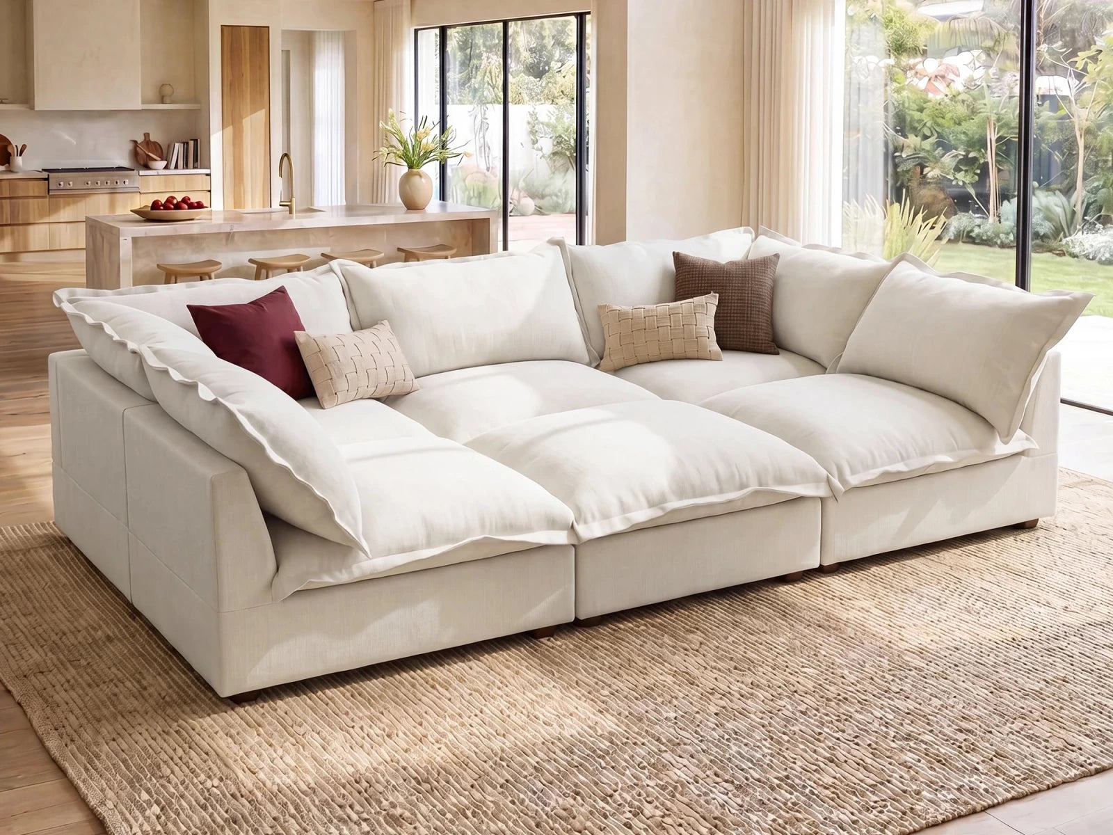 Vora 6-piece Cloud Modular Sleeper Sectional Sofa
#Color_ Beige