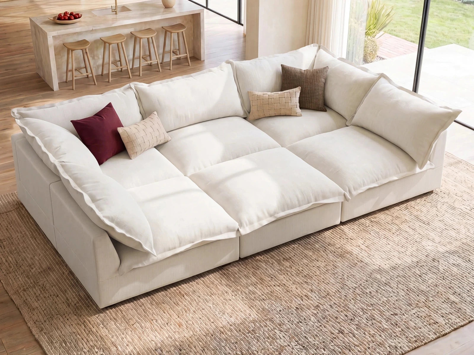 Vora 6-piece Cloud Modular Sleeper Sectional Sofa
#Color_ Beige