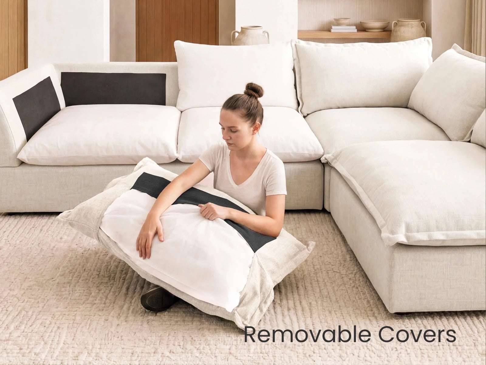 Vora 6-piece Cloud Modular Sleeper Sectional Sofa
#Color_ Beige