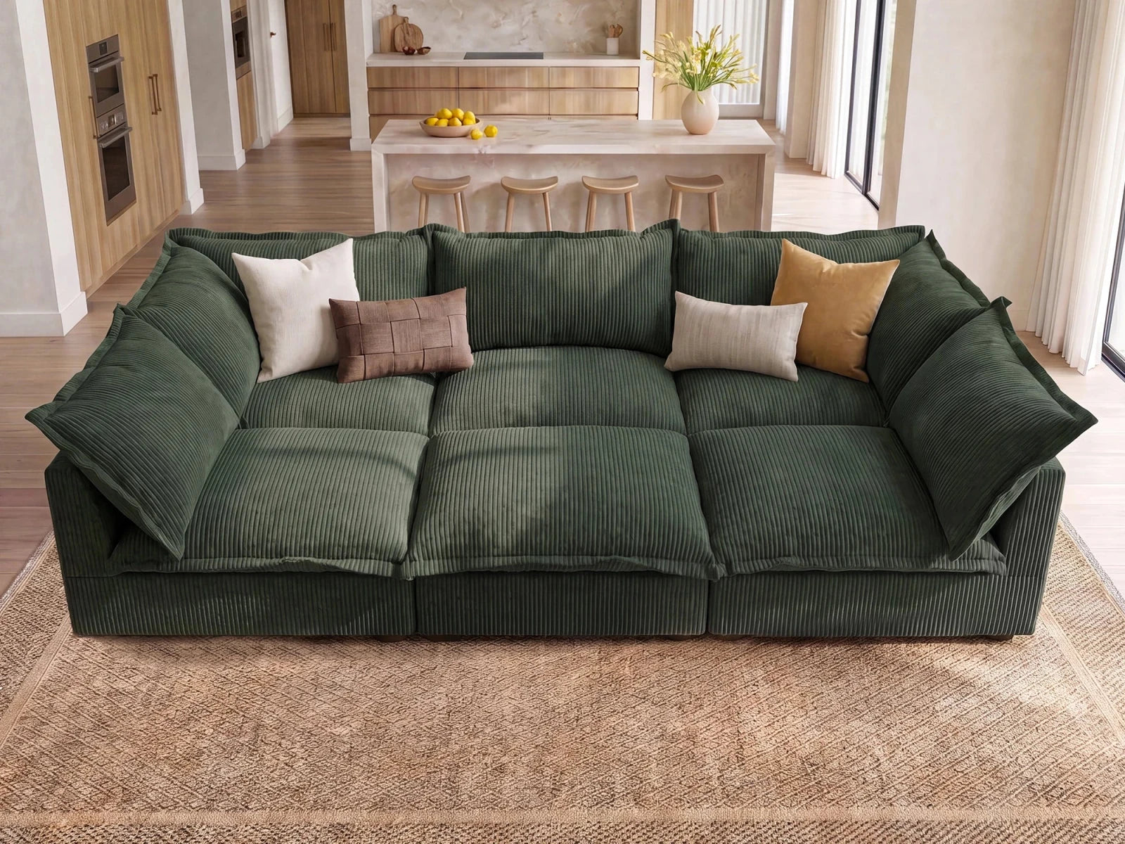 Vora 6-piece Cloud Modular Sleeper Sectional Sofa
#Color_ Green