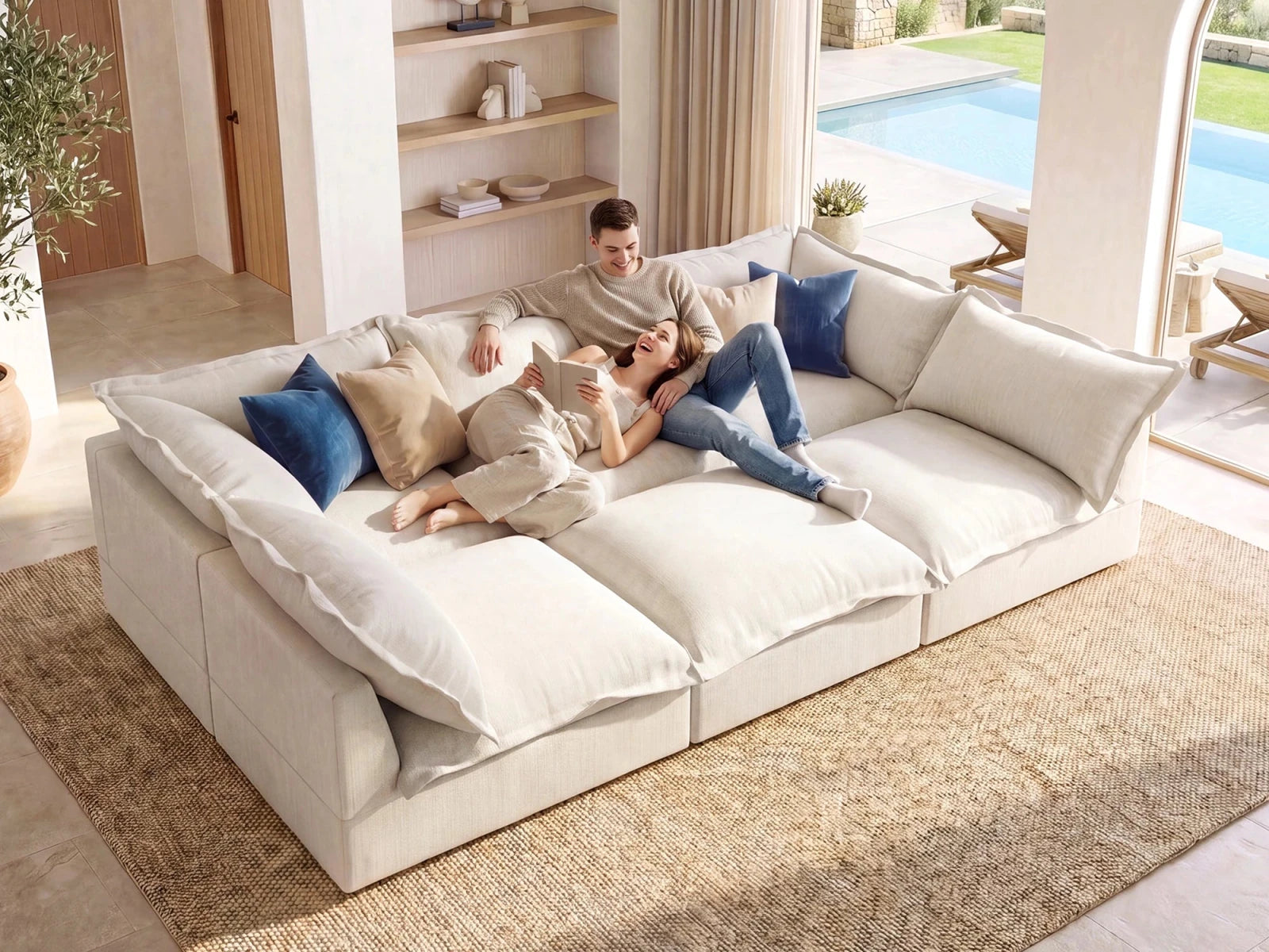 Vora 6-piece Cloud Modular Sleeper Sectional Sofa
#Color_ Beige