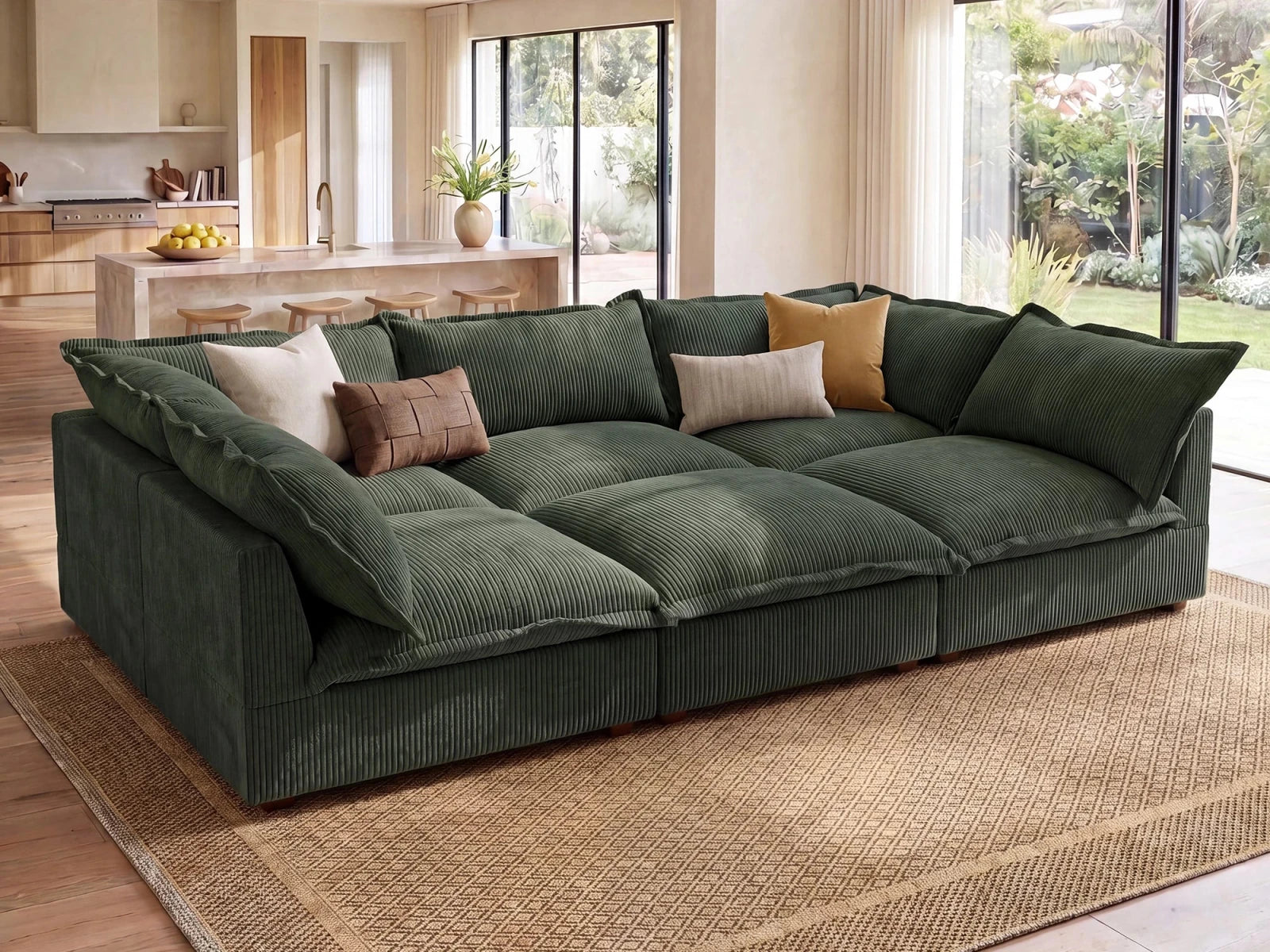 Vora 6-piece Cloud Modular Sleeper Sectional Sofa
#Color_ Green
