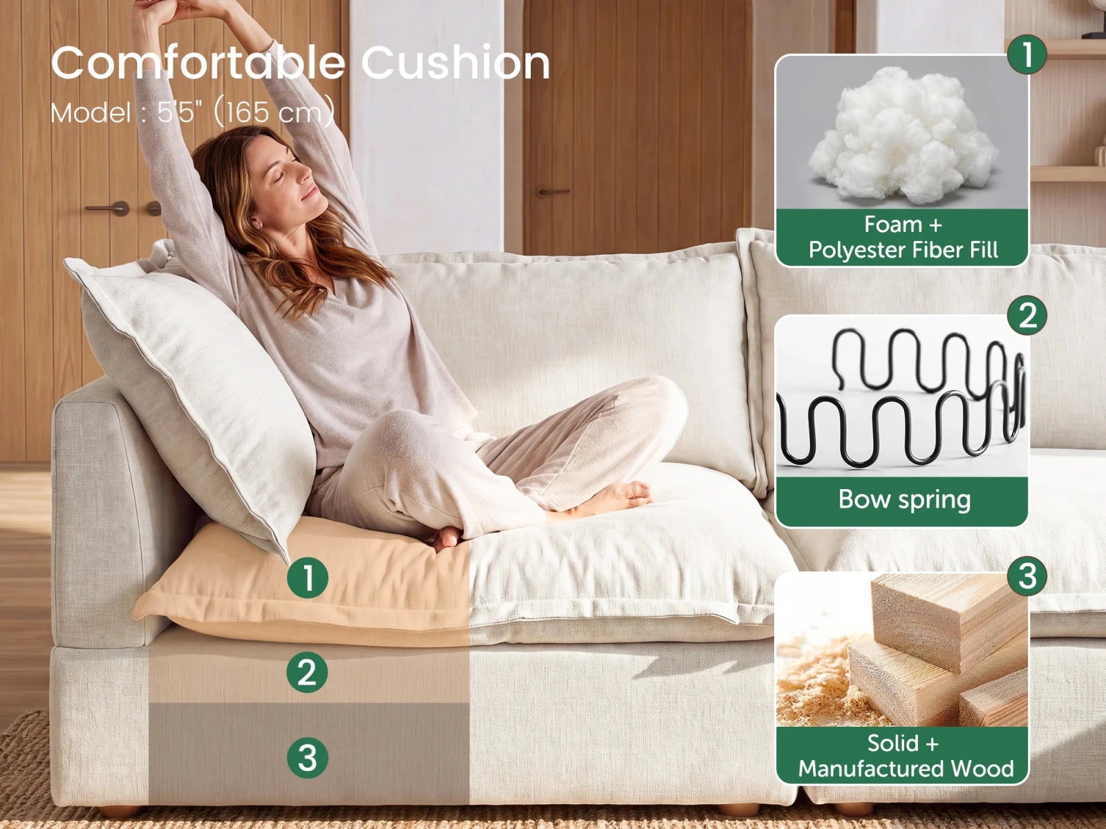 Vora 4-piece Cloud Modular Sectional Sofa
#Color_ Beige