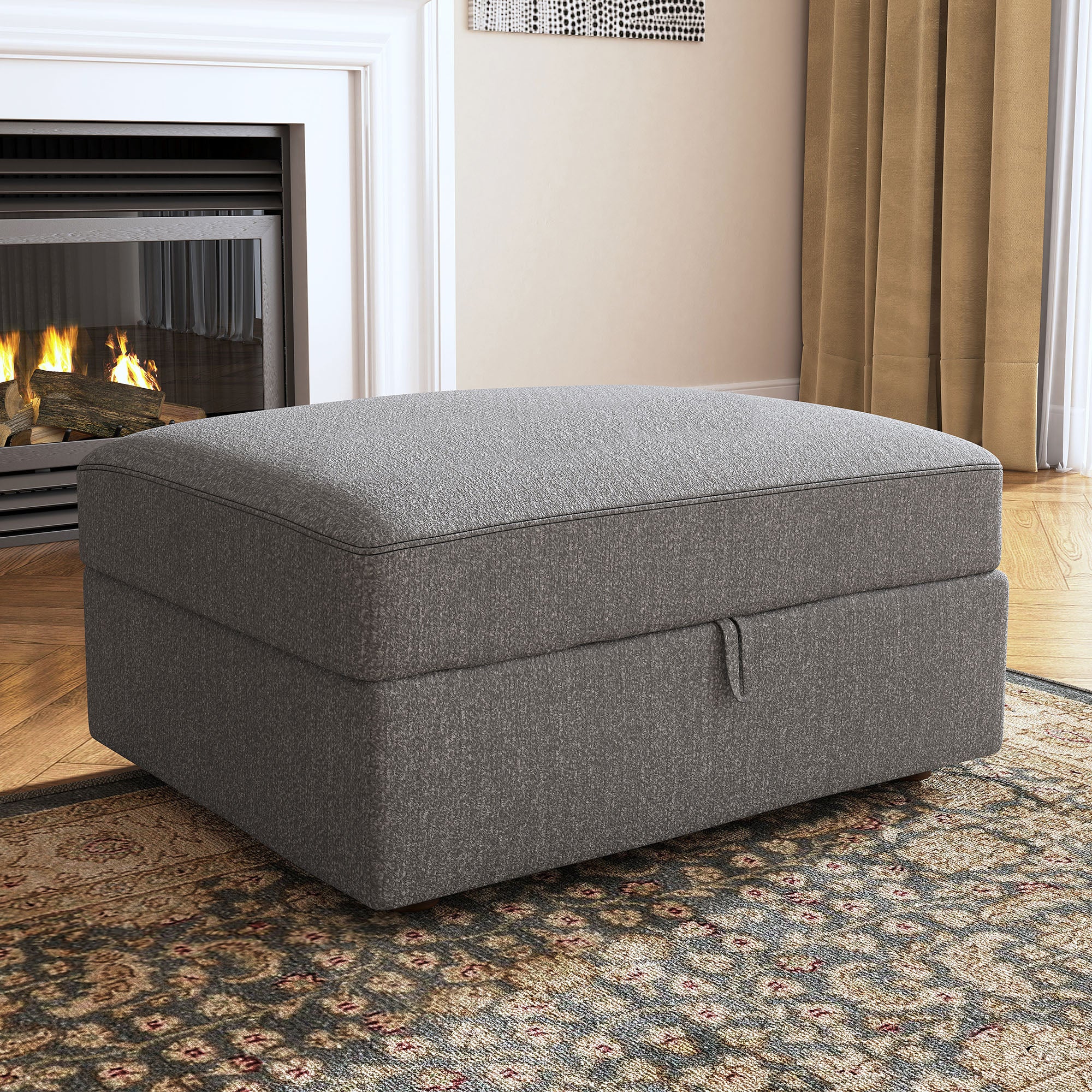 Linen Grey Spacious Storage Seat of HONBAY Modular Sofa Couch