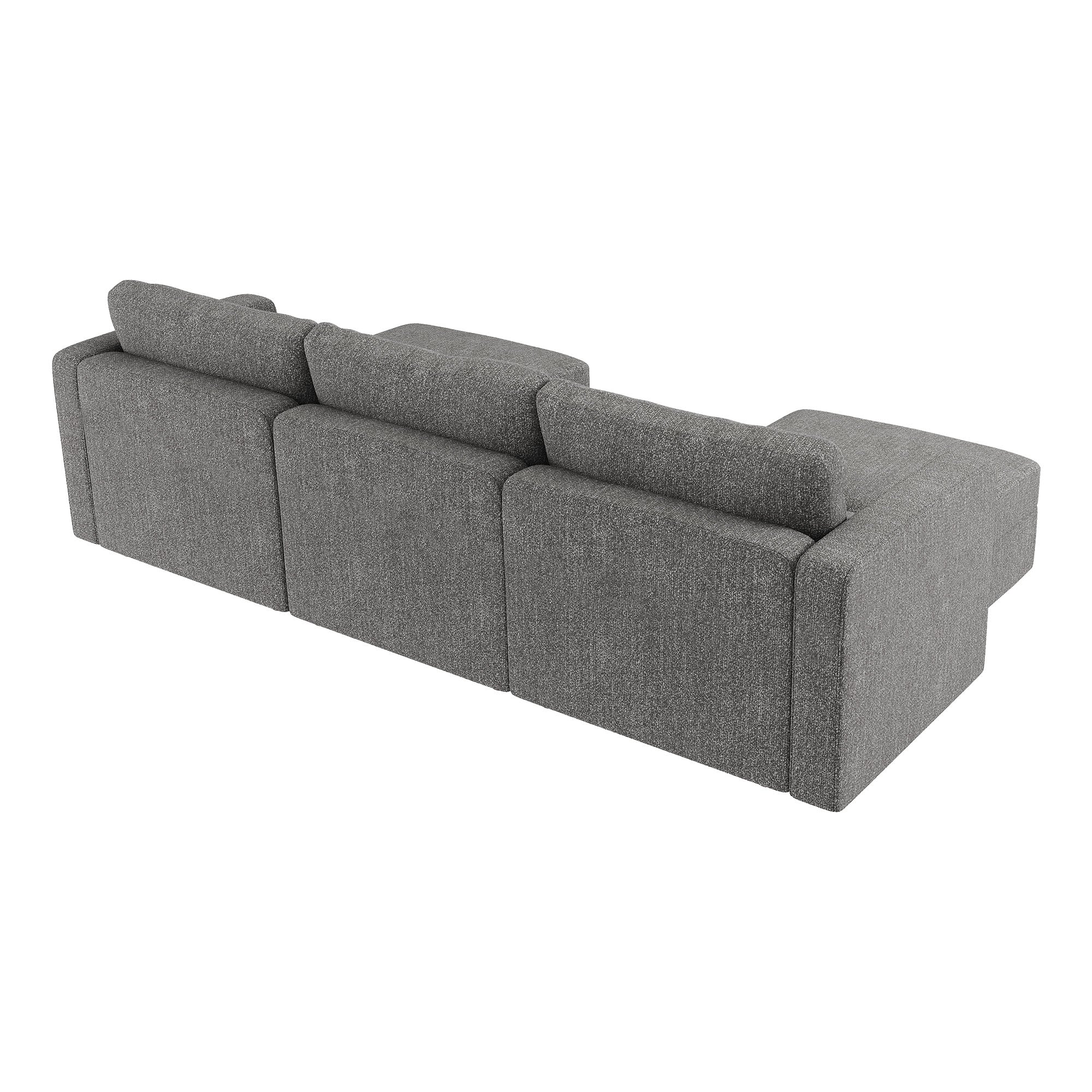 HONBAY Polyester 3 Seaters Modular Sofa with 2 Storage Ottomans