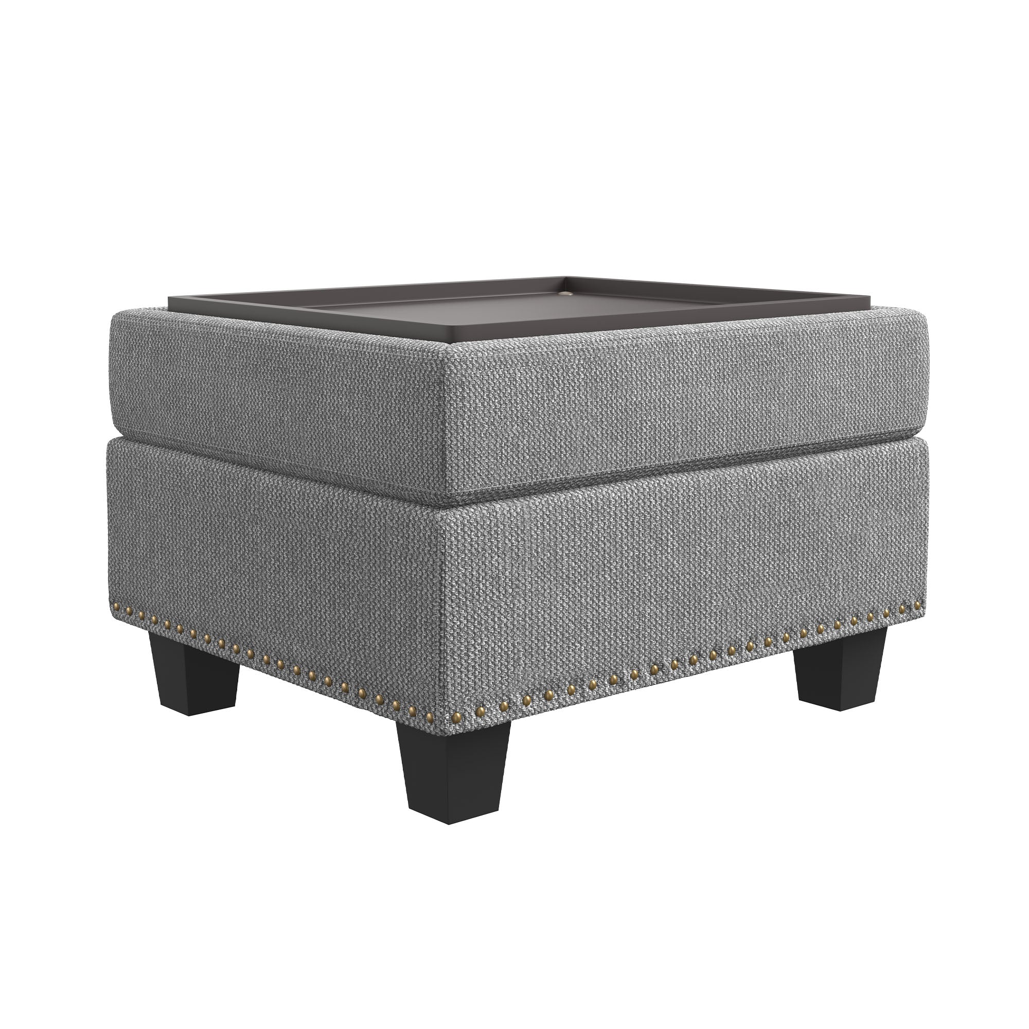 HONBAY Polyester Tray Ottoman with Storage Space