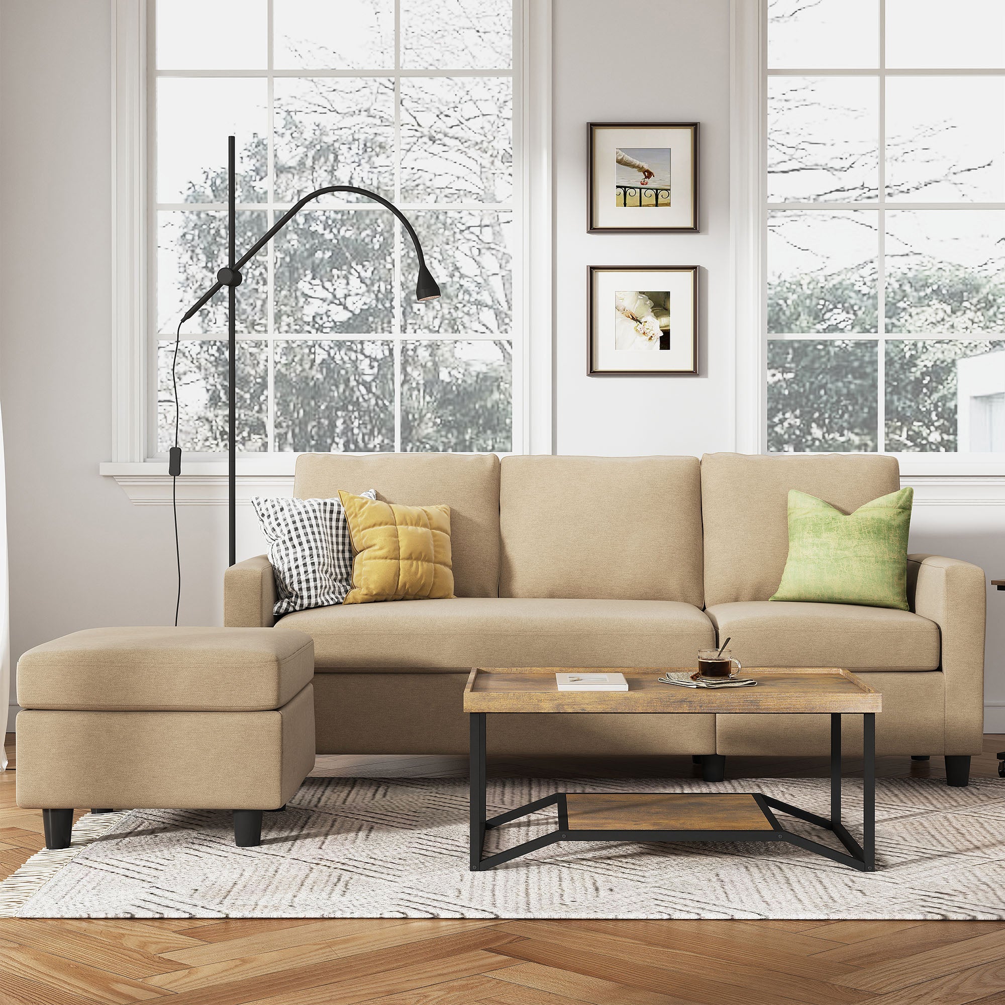 HONBAY Khaki Flexible Combination Sofa