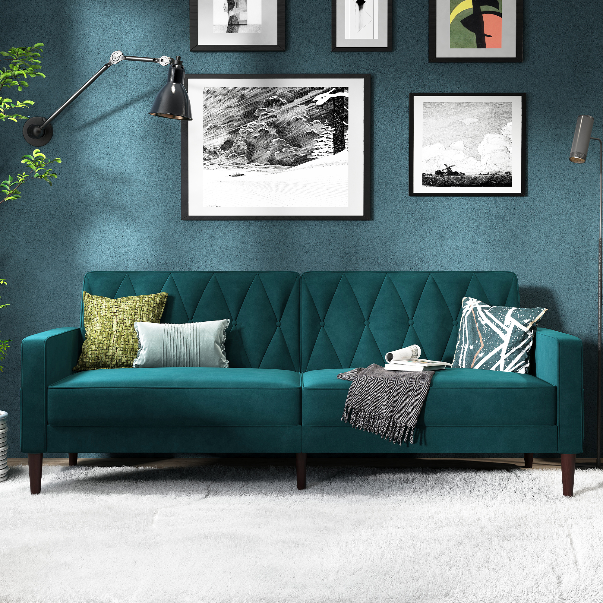 HONBAY 3-in-1 Convertible Design Sofa Futon Bed