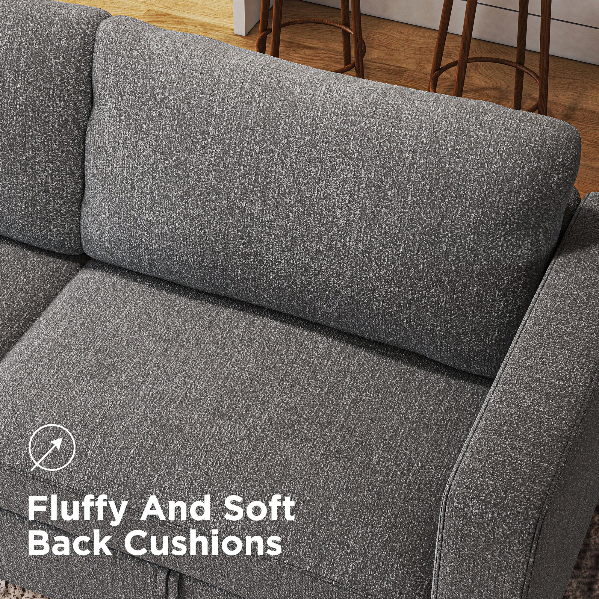 Soft and Fluffy Back Cushions of HONBAY Polyester Luxury Modular Sofa Couch