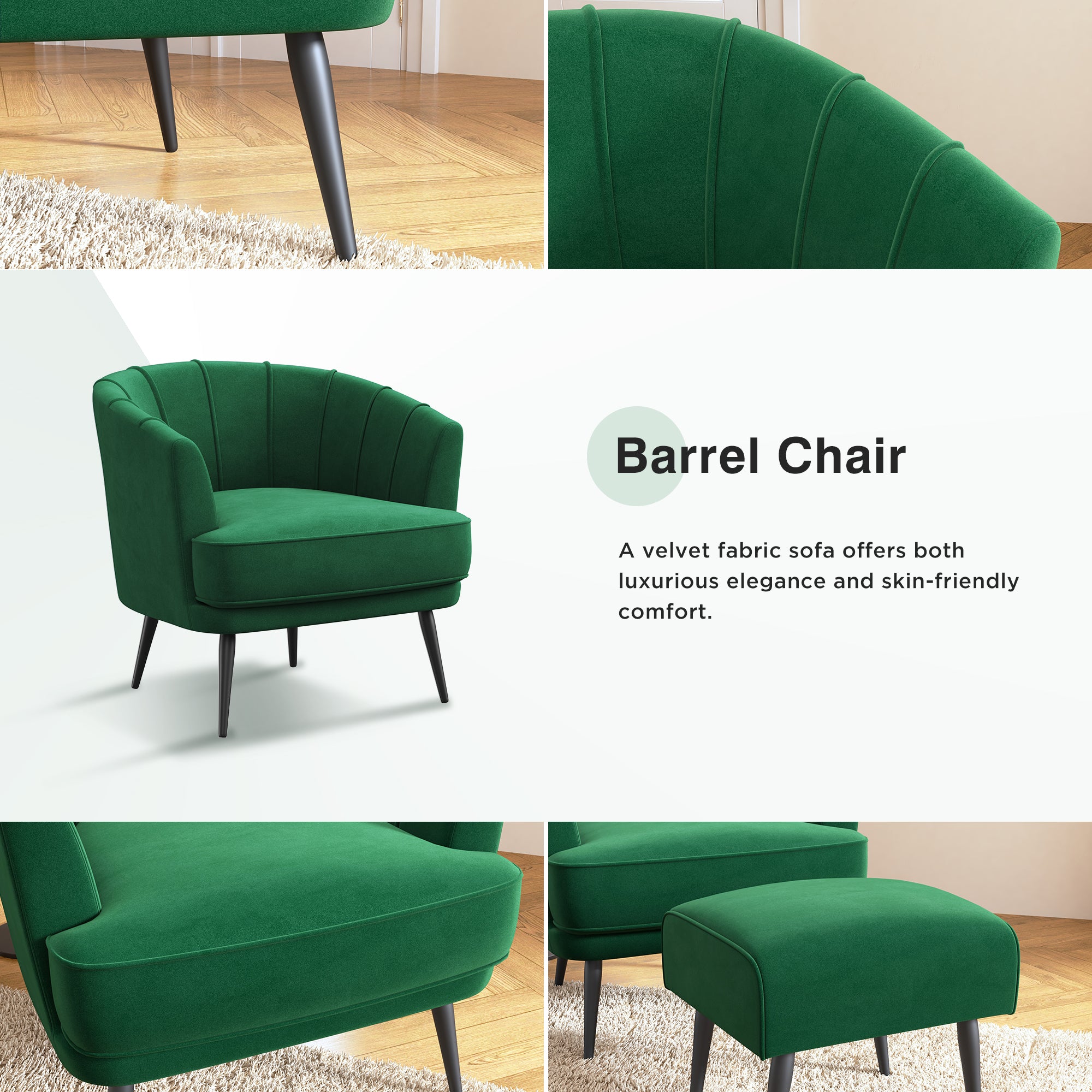 HONBAY Velvet Barrel Accent Chair