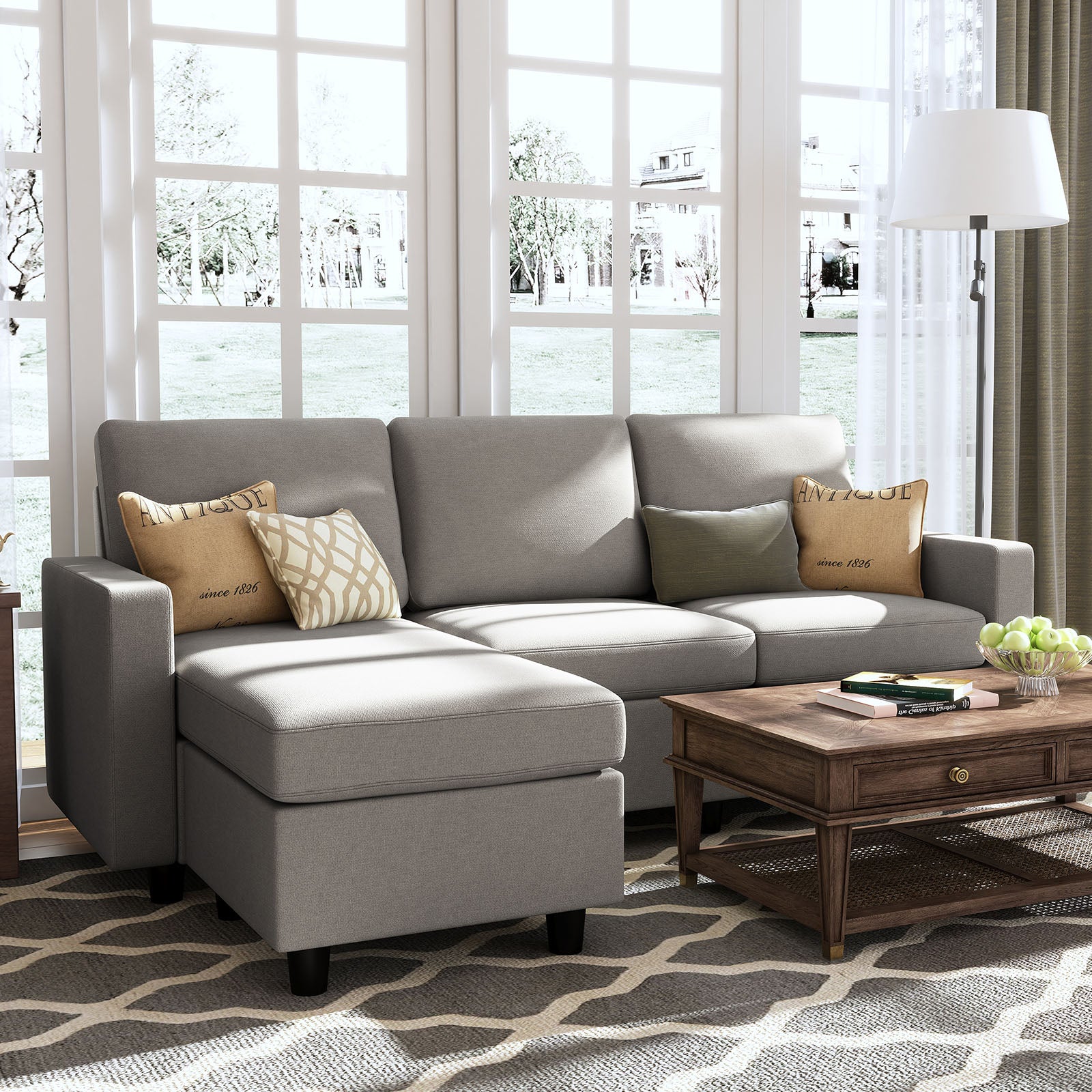 HONBAY Grey Flexible Combination Sofa